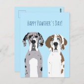 Happy Pawthers Day Cute Great Dogs Blue Briefkaart (Voorkant / Achterkant)