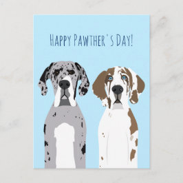 Happy Pawthers Day Cute Great Dogs Blue Briefkaart