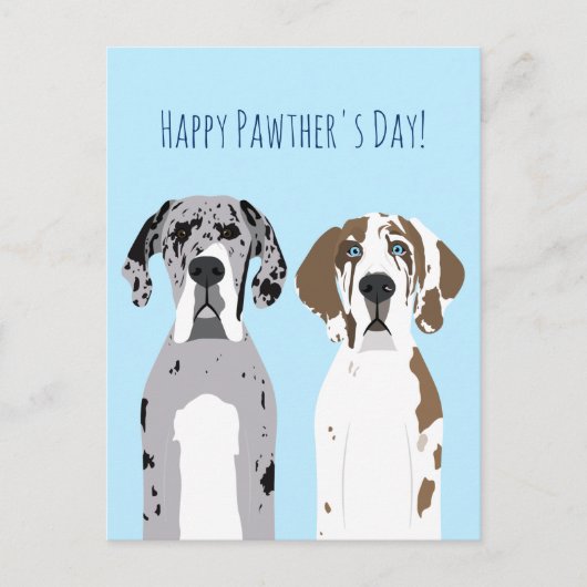 Happy Pawthers Day Cute Great Dogs Blue Briefkaart (Voorkant)