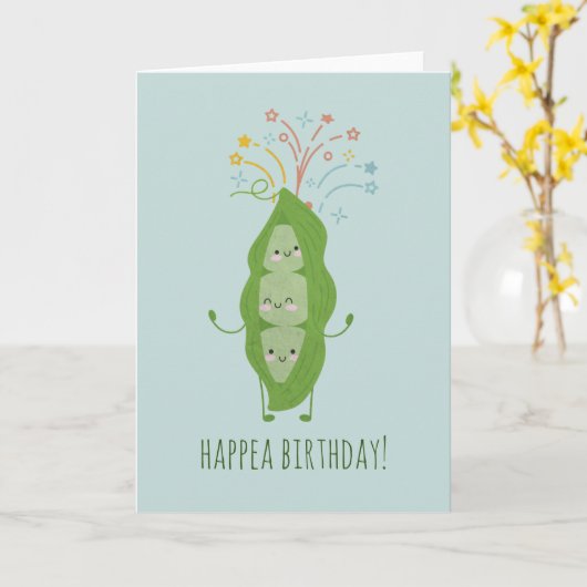 Happy Pea Pod Kaart met aangepaste tekst (Gele Bloem)