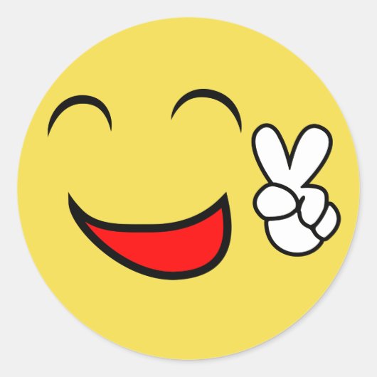 Happy Peace Face Ronde Sticker (Voorkant)