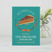 Happy Pecan Pie Blauwgroen Virtual Thanksgiving Di Kaart (Staand voorkant)
