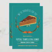 Happy Pecan Pie Blauwgroen Virtual Thanksgiving Di Kaart (Voorkant / Achterkant)