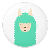 Happy Peekaboo Llama Emoji Keramische Knop (Voorkant)