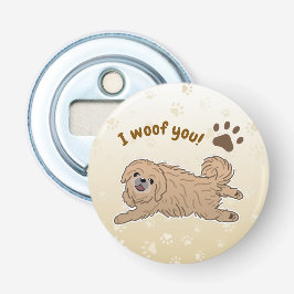 Happy Pekingese Hondenliefhebber I Woof You Paws Button Flesopener