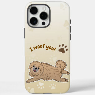 Happy Pekingese Hondenliefhebber I Woof You Paws iPhone 16 Pro Max Hoesje
