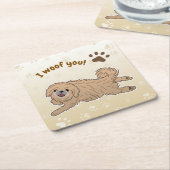 Happy Pekingese Hondenliefhebber I Woof You Paws Kartonnen Onderzetters (Schuin)