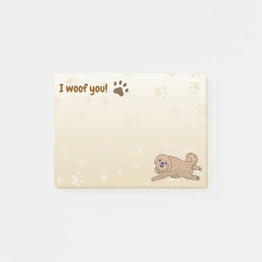 Happy Pekingese Hondenliefhebber I Woof You Paws Post-it® Notes (Voorkant)