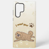 Happy Pekingese Hondenliefhebber I Woof You Paws Samsung Galaxy Hoesje (Achterkant)