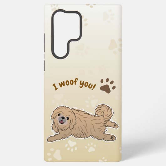 Happy Pekingese Hondenliefhebber I Woof You Paws Samsung Galaxy Hoesje (Achterkant)