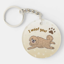 Happy Pekingese Hondenliefhebber I Woof You Paws Sleutelhanger