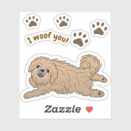 Happy Pekingese Hondenliefhebber I Woof You Paws Sticker