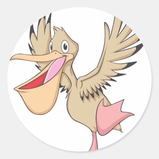 Happy Pelican Bird Ronde Sticker (Voorkant)