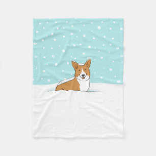 Happy Pembroke Welsh Corgi in de wintersneeuw Fleece Deken