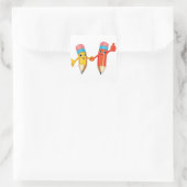 Happy Pencils Vierkante Sticker (Tas)