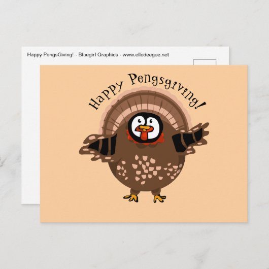 Happy PengsGiving Turkey Feestdagenkaart (Voorkant / Achterkant)