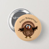 Happy PengsGiving Turkey Ronde Button 5,7 Cm (Voorkant /achterkant)