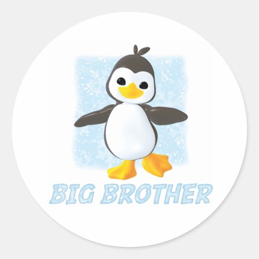Happy Penguin Big Brother Classic Round Sticker (Voorkant)