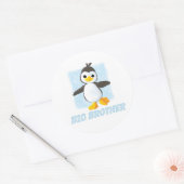 Happy Penguin Big Brother Classic Round Sticker (Envelop)