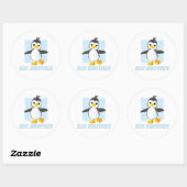 Happy Penguin Big Brother Classic Round Sticker (Vel)