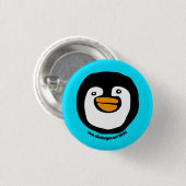Happy Penguin Blauwgroen Ronde Button 3,2 Cm (Voorkant /achterkant)