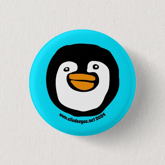 Happy Penguin Blauwgroen Ronde Button 3,2 Cm (Voorkant)