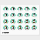 Happy Penguin Cartoon met aangepaste naam Ronde Sticker (Vel)