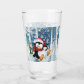 Happy Penguin Christmas Glass Glas (Achterkant)