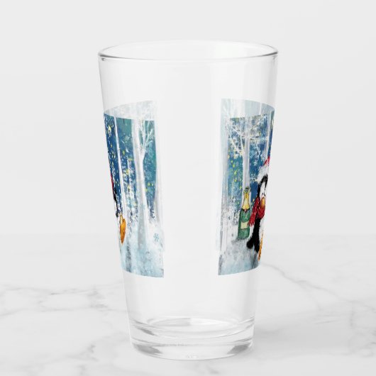 Happy Penguin Christmas Glass Glas (Links)