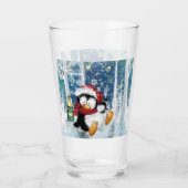 Happy Penguin Christmas Glass Glas (Voorkant)