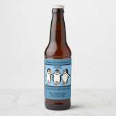 Happy Penguin Dancing Groomsmen Beer Label Bier Etiket (Voorkant)