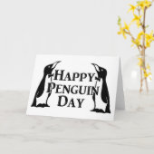Happy Penguin Day Kaart (Gele Bloem)