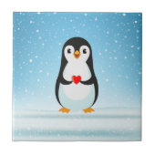 Happy Penguin die een hart vasthoudt Tegeltje (Voorkant)