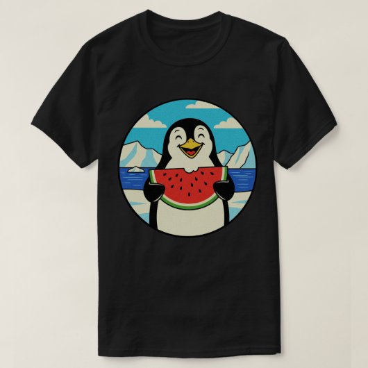 Happy Penguin Eten Watermeloen - Zomer Vibes T-shirt (Design voorkant)