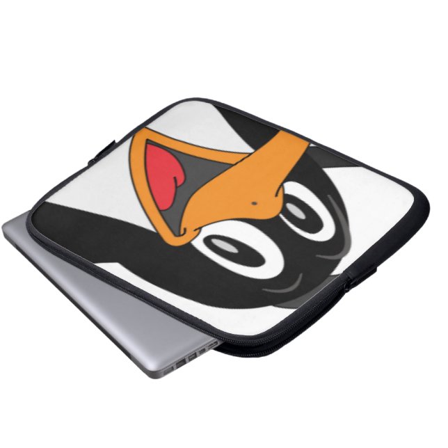 Happy Penguin-gezicht Laptop Sleeve (Voorkant onderkant)