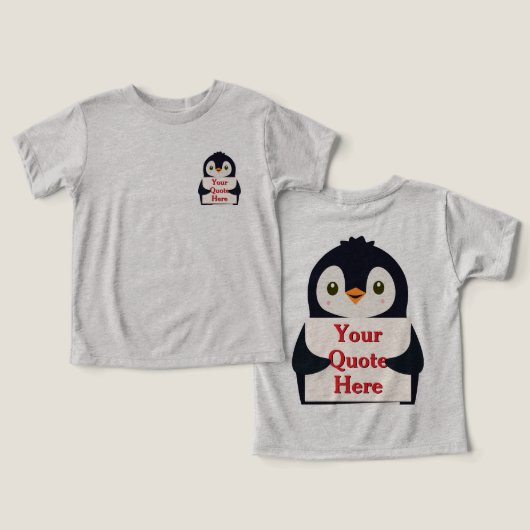 Happy penguin holding a sign to personalize (Ontwerp Voorkant & Achterkant)