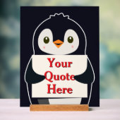 Happy penguin holding a sign to personalize acryl bord (Neutraal)