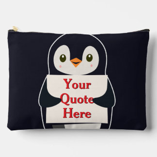 Happy penguin holding a sign to personalize etui