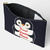 Happy penguin holding a sign to personalize etui (Open)