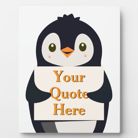 Happy penguin holding a sign to personalize fotoplaat (Voorkant)