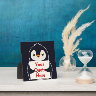 Happy penguin holding a sign to personalize fotoplaat
