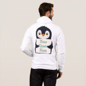Happy penguin holding a sign to personalize hoodie (Achterkant volledig)