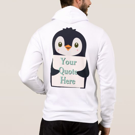 Happy penguin holding a sign to personalize hoodie (Achterkant)