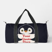 Happy penguin holding a sign to personalize plunjezak (Voorkant)