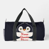 Happy penguin holding a sign to personalize plunjezak (Achterkant)