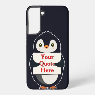 Happy penguin holding a sign to personalize samsung galaxy hoesje