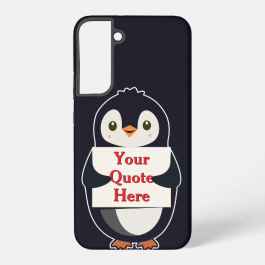 Happy penguin holding a sign to personalize samsung galaxy hoesje (Achterkant)