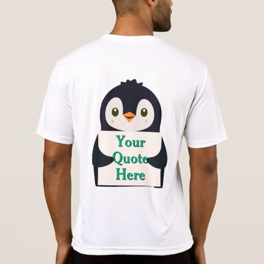 Happy penguin holding a sign to personalize t-shirt (Achterkant)