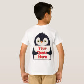 Happy penguin holding a sign to personalize t-shirt (Achterkant volledig)