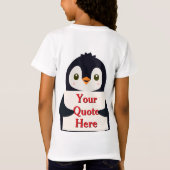 Happy penguin holding a sign to personalize t-shirt (Achterkant)